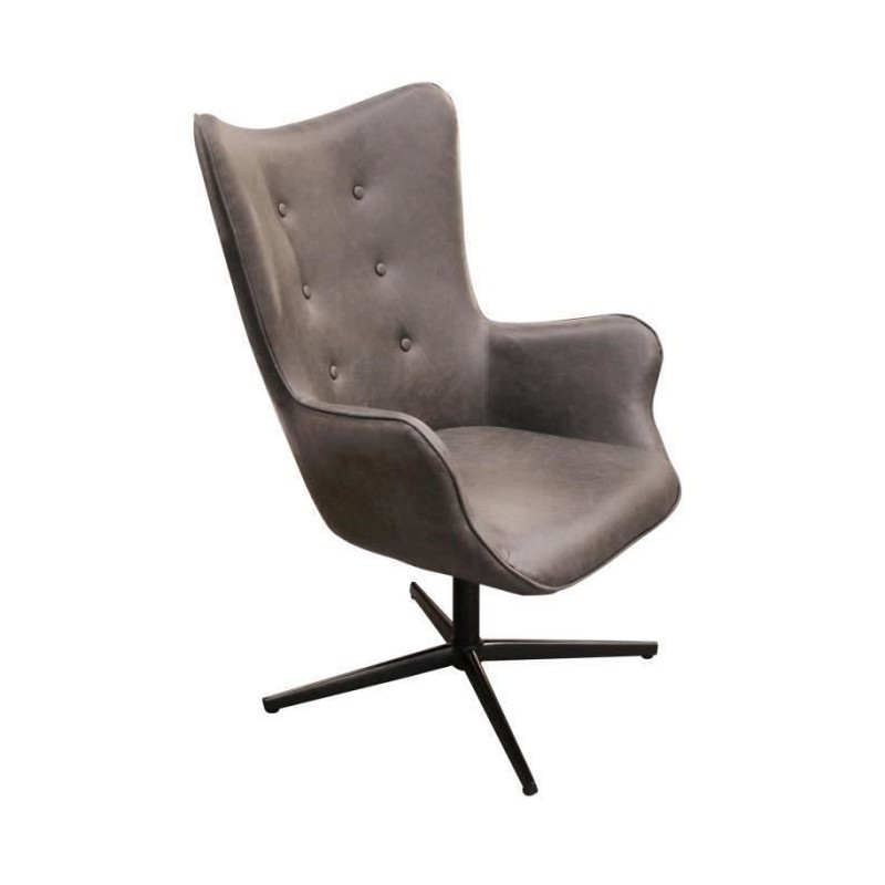 Fauteuil pivotant Simili Gris - L 74 x P 71,5 x H 107 - HELSINKI