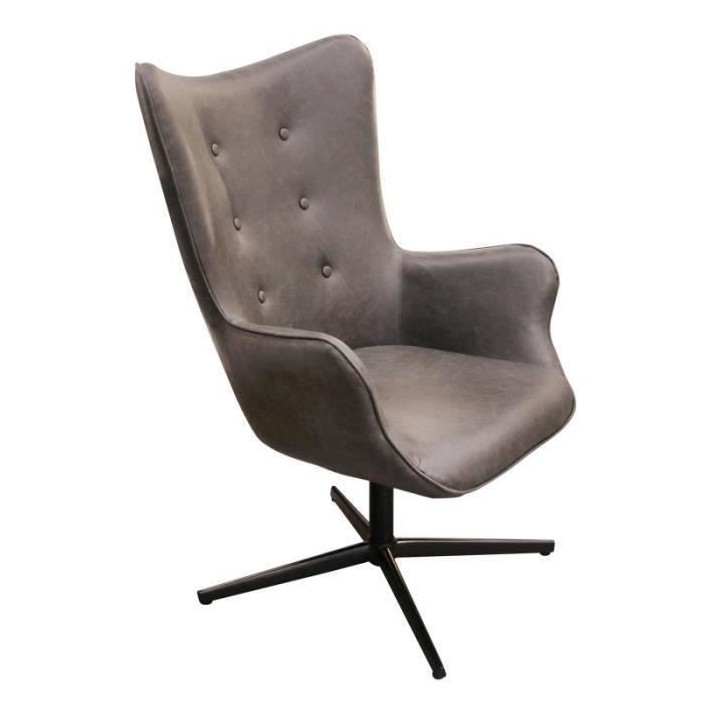 Fauteuil pivotant Simili Gris - L 74 x P 71,5 x H 107 - HELSINKI