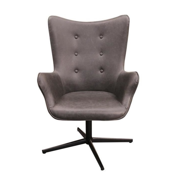 Fauteuil pivotant Simili Gris - L 74 x P 71,5 x H 107 - HELSINKI