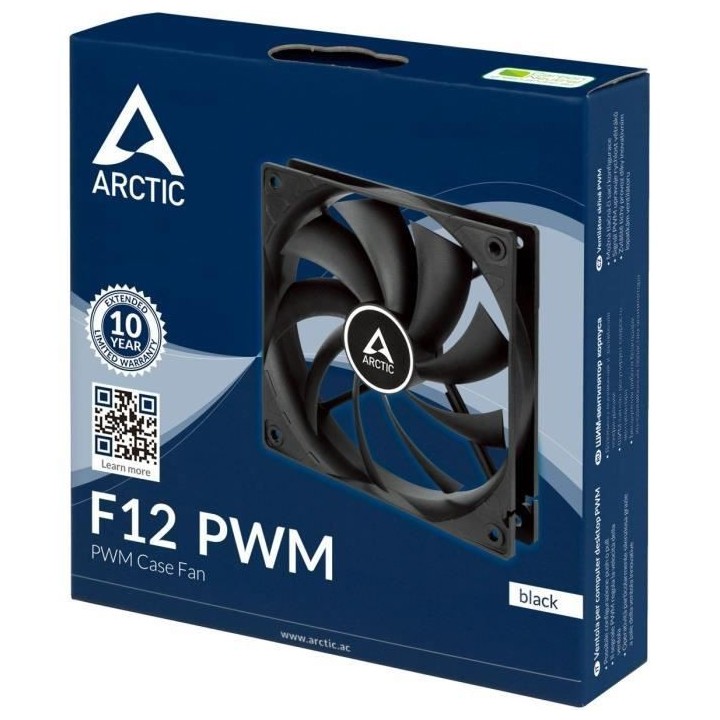 ARCTIC F12 PWM Noir - Ventilateur 120mm pour boitier PC