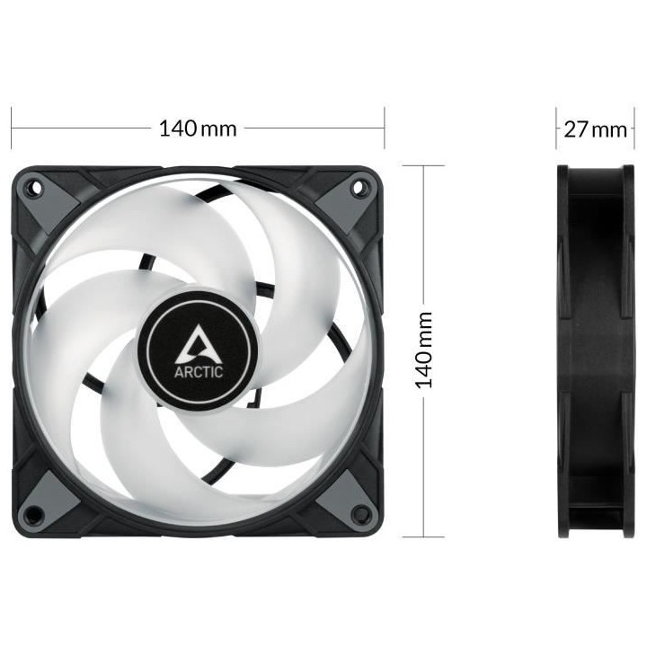 ARCTIC P14 PWM PST ARGB 0dB (Noir) - Ventilateur 140mm ARGB pour boiti