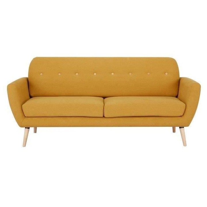 Canapé 3 places LILLY - Tissu Moutarde - Style contemporain - L 193 x