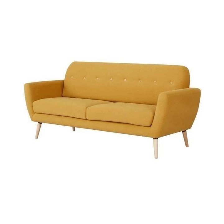 Canapé 3 places LILLY - Tissu Moutarde - Style contemporain - L 193 x