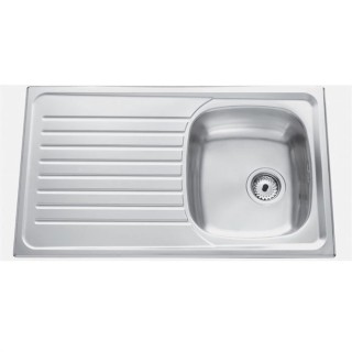 EWI Evier cuisine a encastrer 1 bac + 1 égouttoir Agate - Inox nid d'
