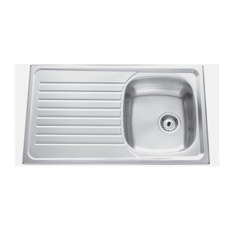 EWI Evier cuisine a encastrer 1 bac + 1 égouttoir Agate - Inox nid d'abeille - 86 x 50 cm