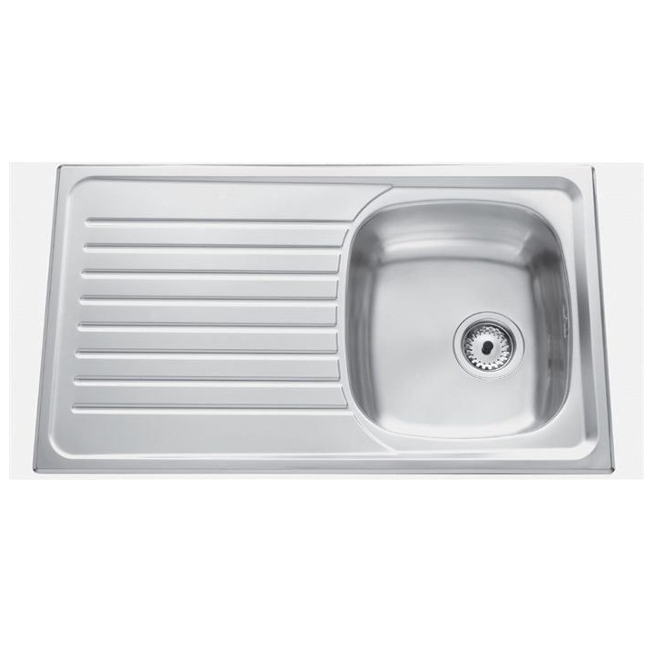 EWI Evier cuisine a encastrer 1 bac + 1 égouttoir Agate - Inox nid d'