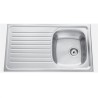 EWI Evier cuisine a encastrer 1 bac + 1 égouttoir Agate - Inox nid d'abeille - 86 x 50 cm