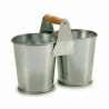 Cache-pot Double Marron Argenté Bois Zinc 20 x 15 x 10,2 cm (24 Unités)