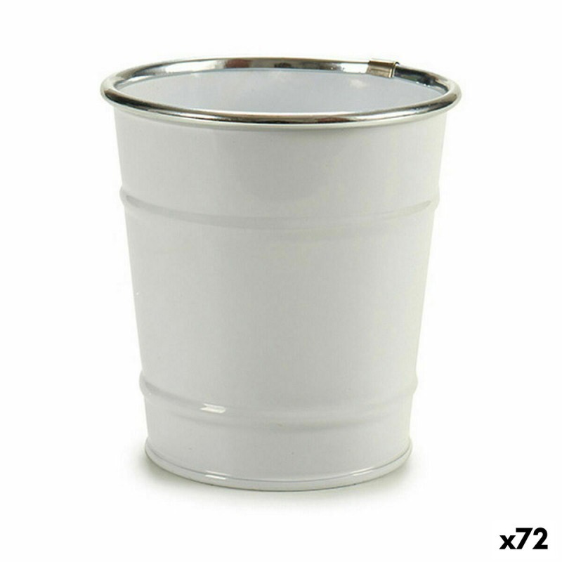 Cache-pot Seau Blanc Argenté Zinc 10,5 x 10,5 x 10,5 cm (72 Unités)