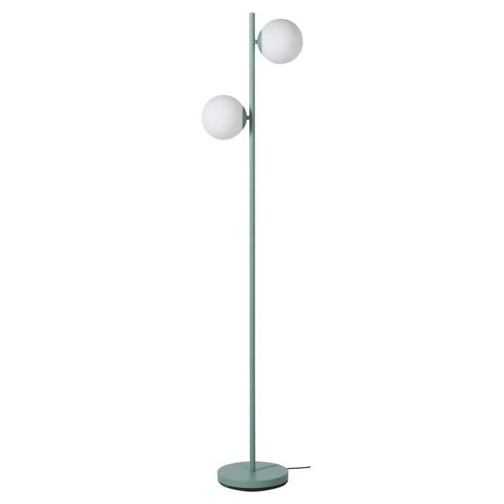 RETRO Lampadaire - Abat-jour 2 boules en verre - H 160 cm - Bleu Céla