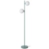 RETRO Lampadaire - Abat-jour 2 boules en verre - H 160 cm - Bleu Céladon