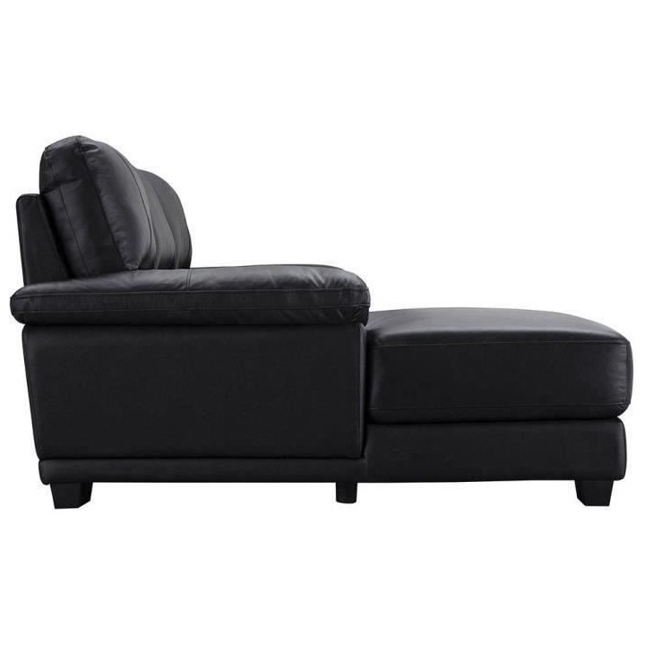 Canapé d'angle gauche - 3 places - Cuir et simili noir - Contemporain