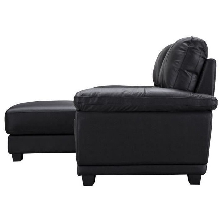 Canapé d'angle gauche - 3 places - Cuir et simili noir - Contemporain