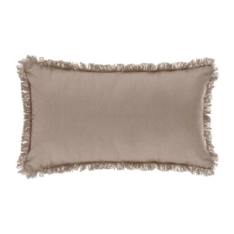 Coussin déhoussable avec contour frange - 30 x 50 cm - Beige lin