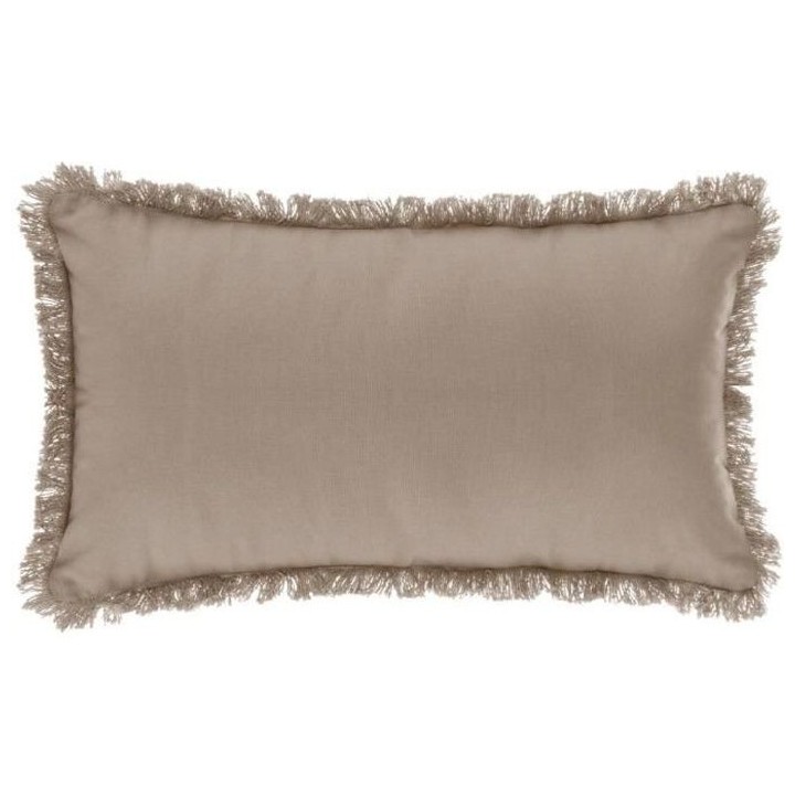 Coussin déhoussable avec contour frange - 30 x 50 cm - Beige lin