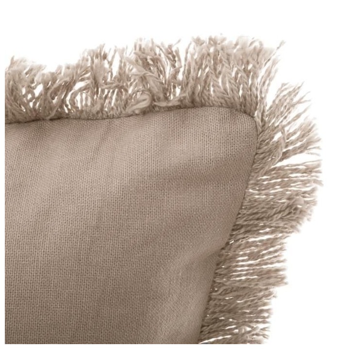 Coussin déhoussable avec contour frange - 30 x 50 cm - Beige lin