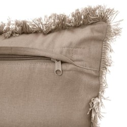 Coussin déhoussable avec contour frange - 30 x 50 cm - Beige lin