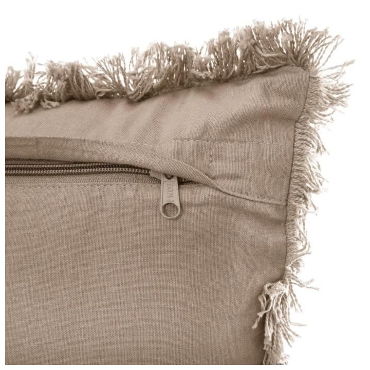 Coussin déhoussable avec contour frange - 30 x 50 cm - Beige lin