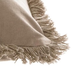 Coussin déhoussable avec contour frange - 30 x 50 cm - Beige lin