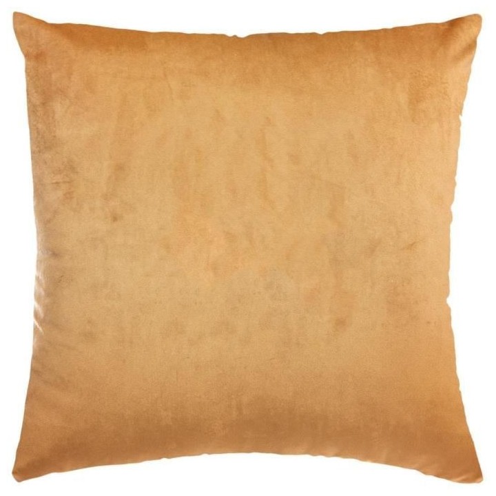 Coussin Velours brodé Slow Polyester - 50x50 cm - Ocre