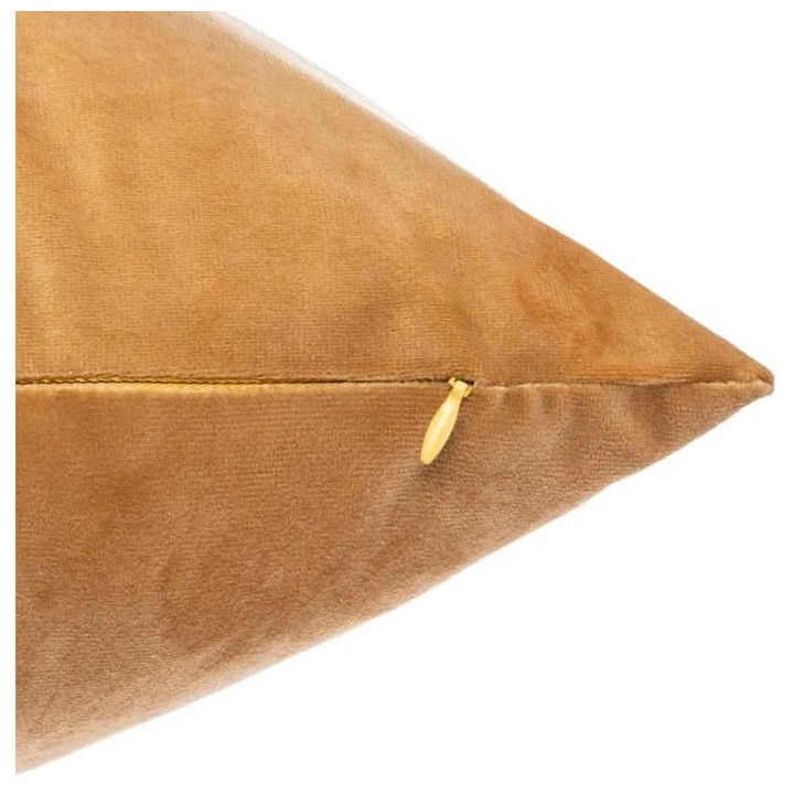 Coussin Velours brodé Slow Polyester - 50x50 cm - Ocre
