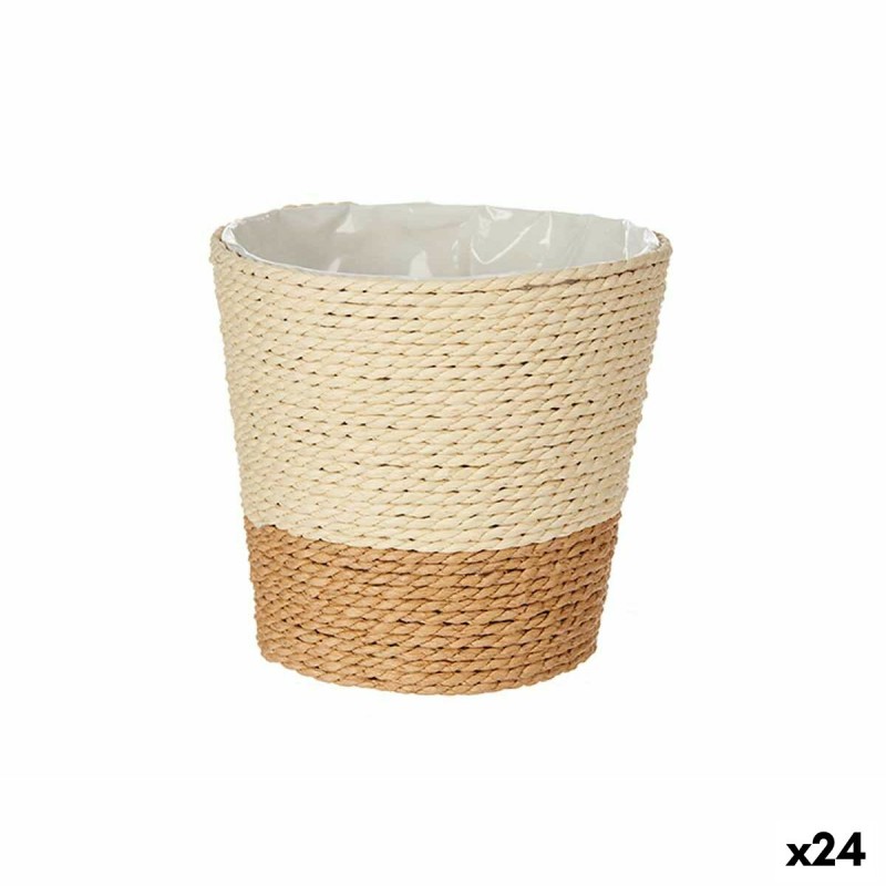 Cache-pot Marron Corde Plastique 14 x 12,5 x 14 cm (24 Unités)