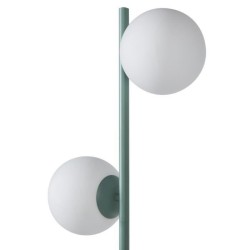 RETRO Lampadaire - Abat-jour 2 boules en verre - H 160 cm - Bleu Céladon