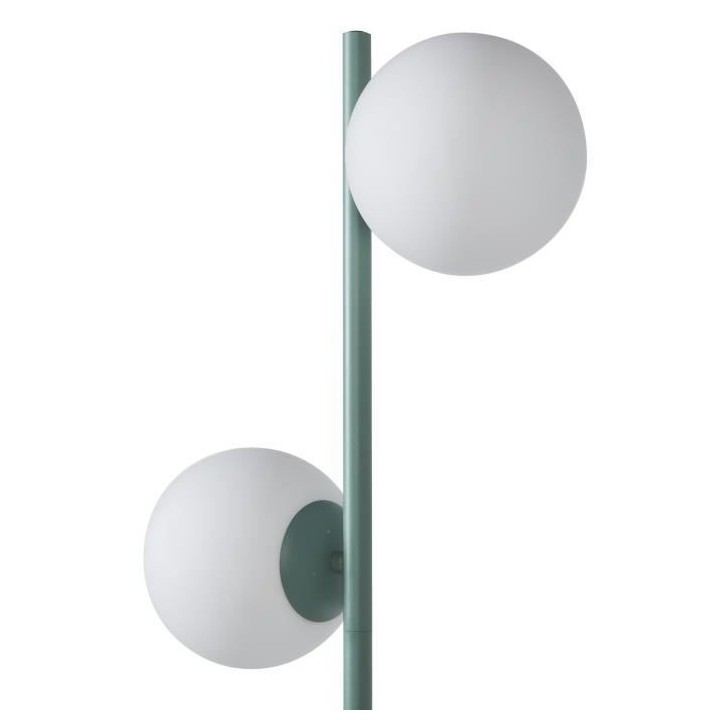 RETRO Lampadaire - Abat-jour 2 boules en verre - H 160 cm - Bleu Céla