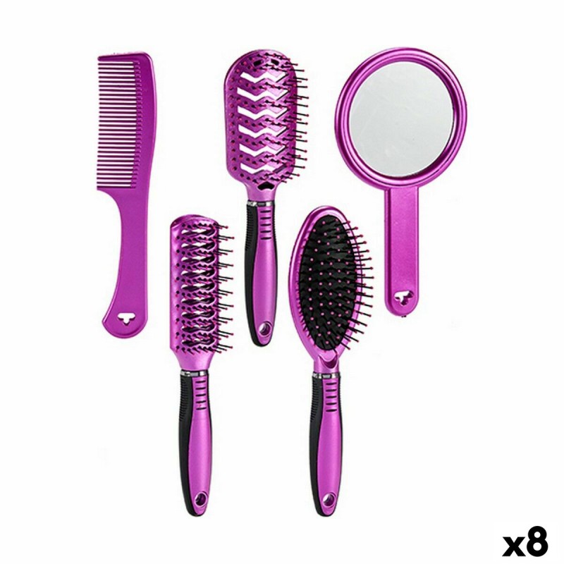 Ensemble de peignes/brosses Violet Plastique (8 Unités)