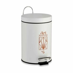 Poubelle à pédale Art Nouveau Blanc Bronze Acier Plastique 3 L (6 Unités)