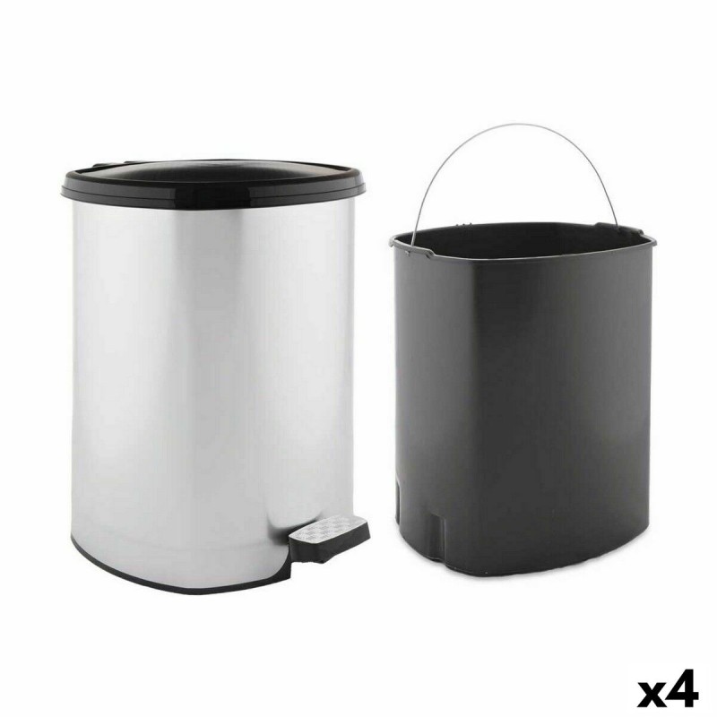 Poubelle à pédale Argenté Plastique 20 L (4 Unités)