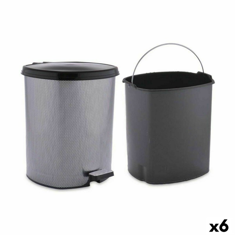 Poubelle à pédale Gris foncé Plastique 6 L (6 Unités)