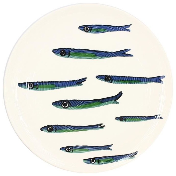 NOVASTYL - Ocean - Lot de 6 Assiettes plates - Ø27 cm - Faience - Bla