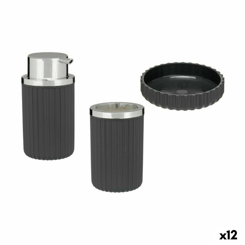 Ensemble de Bain Anthracite Plastique (12 Unités)