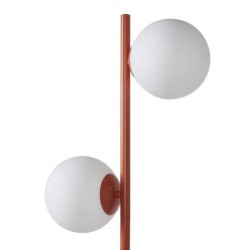 RETRO Lampadaire - Abat-jour 2 boules en verre - H 160 cm - Terracotta