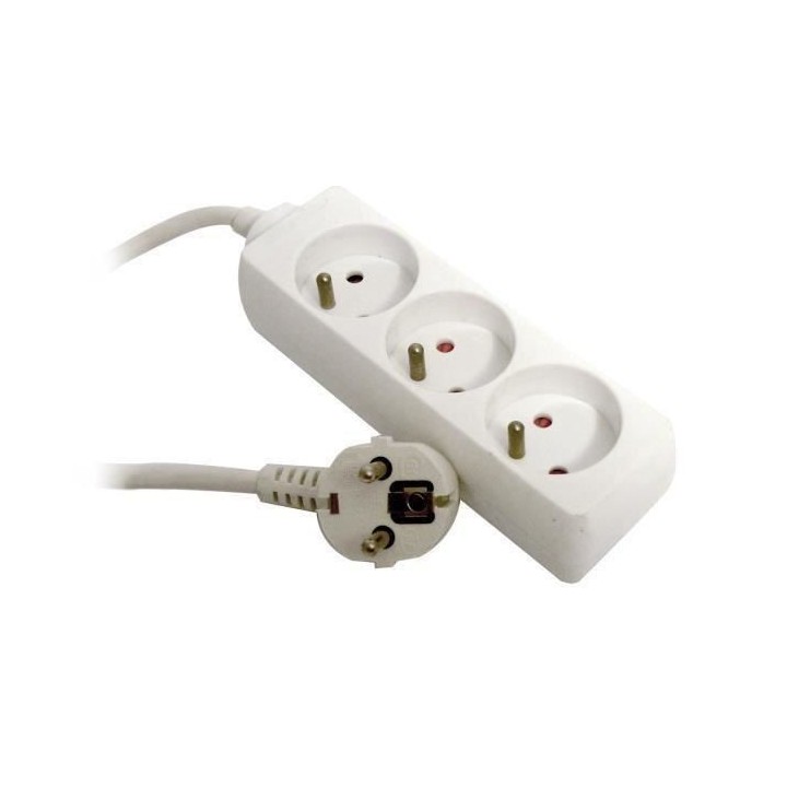 Bloc Multiprise ZENITECH 3 Prises 16A - Blanc
