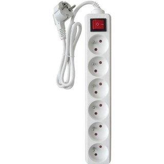 Bloc multiprises ZENITECH 6 prises 16A avec interrupteur - Blanc