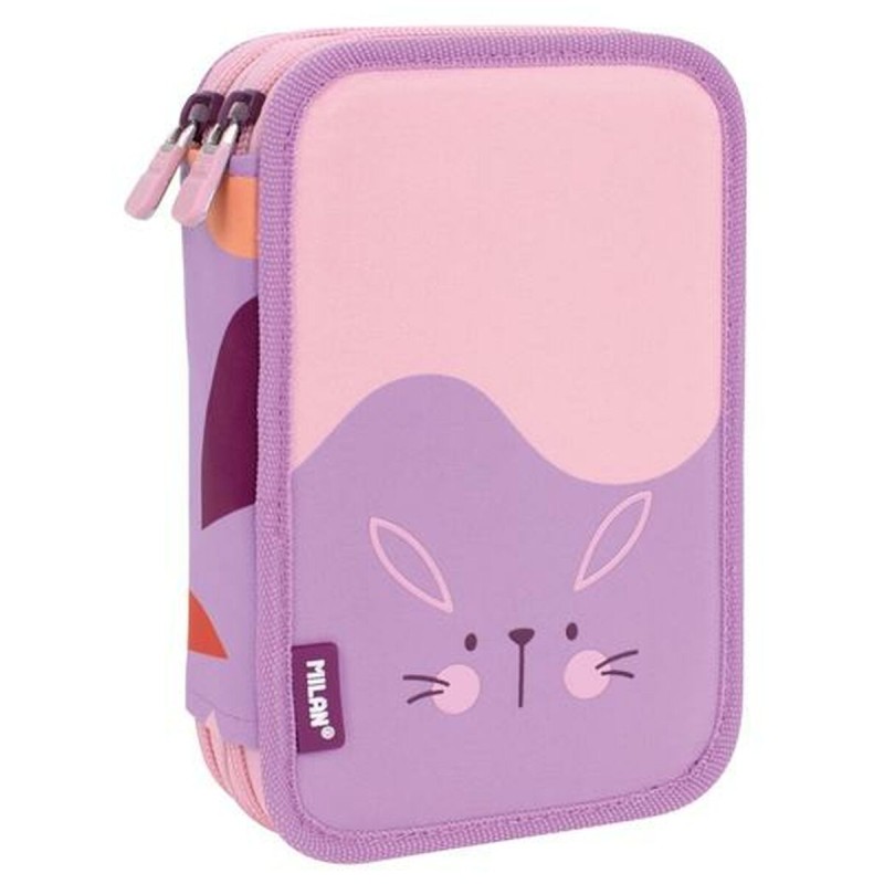 Plumier double Milan Animals Violet 19,5 x 13 x 5 cm