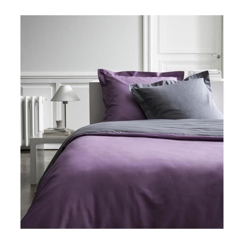 TODAY PREMIUM Parure de couette bicolore percale - 1 housse de couette 240x260 cm figue et canon de fusil TODAY