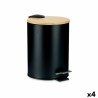 Corbeille à papier Noir Métal Bambou 3 L (4 Unités)