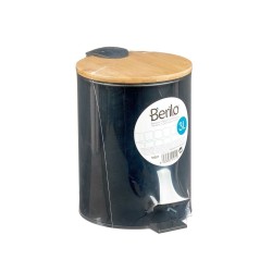 Corbeille à papier Noir Métal Bambou 3 L (4 Unités)