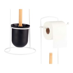 Porte-rouleaux pour Papier Toilette Blanc Métal Bambou 17 x 57 x 16,5 cm (6 Unités)