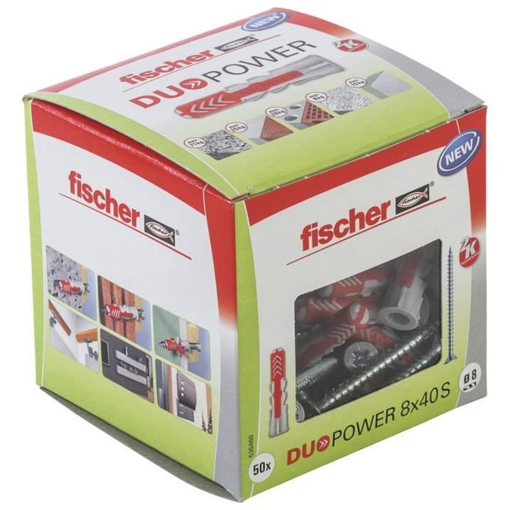 FISCHER - Cheville tous matériaux DuoPower 8x40 mm avec vis - Boîte