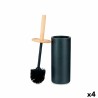 Brosse de salle de wc Noir Bois Résine 10,2 x 38 x 10,2 cm (4 Unités)