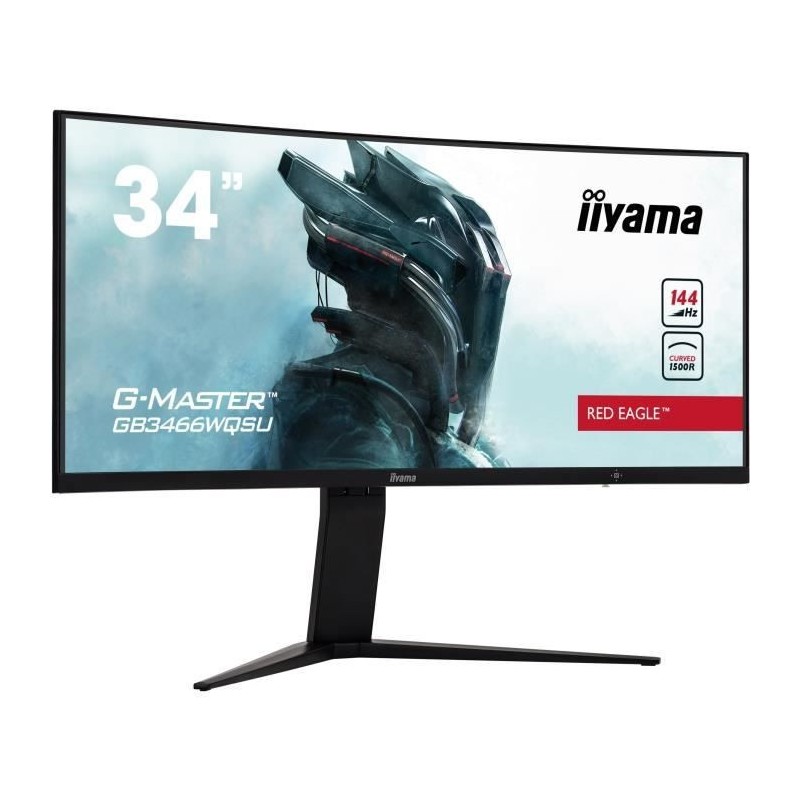 Ecran PC Gamer Incurvé - IIYAMA G-Master Red Eagle GB3466WQSU-B1 - 34 UWQHD - Dalle VA - 1 ms- 144 Hz - HDMI/DisplayPort - Free