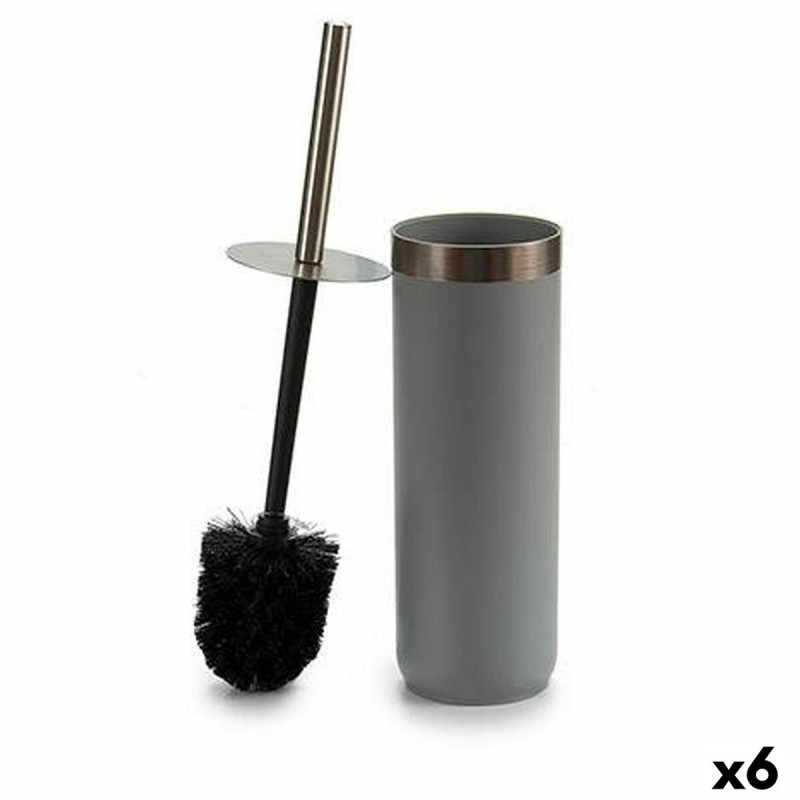 Brosse de salle de wc Noir Gris Plastique 9,5 x 38,5 x 9,5 cm (6 Unités)