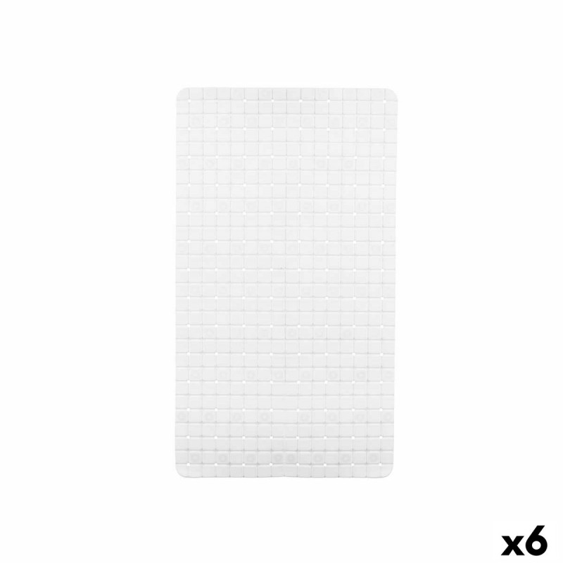 Tapis de Douche Antidérapant Carreaux Blanc PVC 67,7 x 38,5 x 0,7 cm (6 Unités)