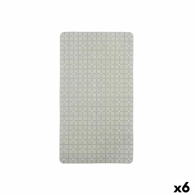 Tapis de Douche Antidérapant Carreaux Gris PVC 67,7 x 38,5 x 0,7 cm (6 Unités)