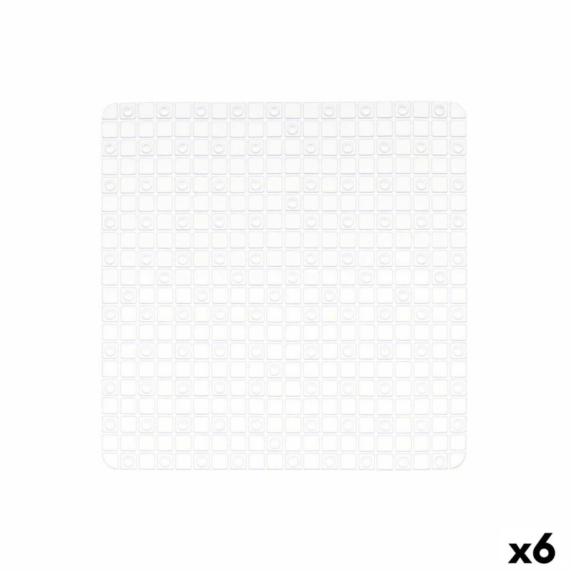 Tapis de Douche Antidérapant Carreaux Transparent PVC 50,3 x 50,3 x 0,7 cm (6 Unités)