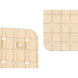 Tapis de Douche Antidérapant Carreaux Beige PVC 67,7 x 38,5 x 0,7 cm (6 Unités)